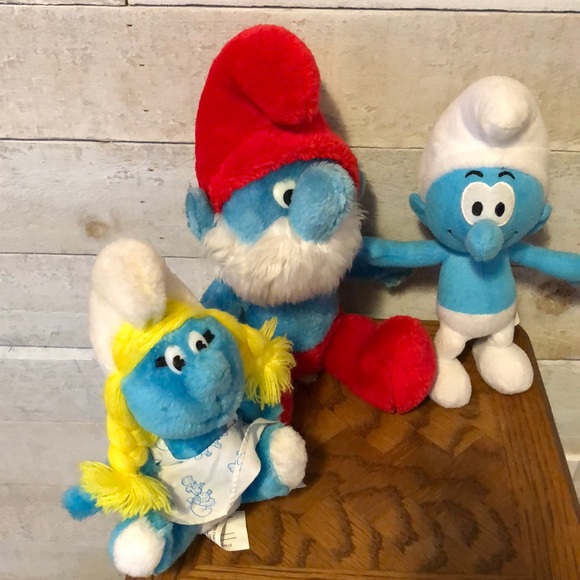 GANZ Other - Vintage papa Smurf, Smurf & Smurfette lot